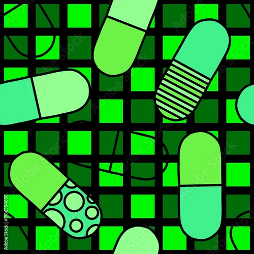 Medicine seamless pills pattern for wrapping paper and doctor clothes and packaging and medical accessories