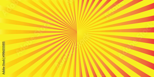Vibrant yellow and red sunburst pattern with gradient rays emanating from center