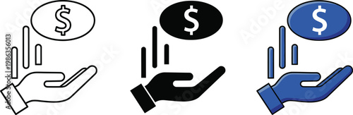 Financial icon set money falling vector graphics for investment and currency concepts