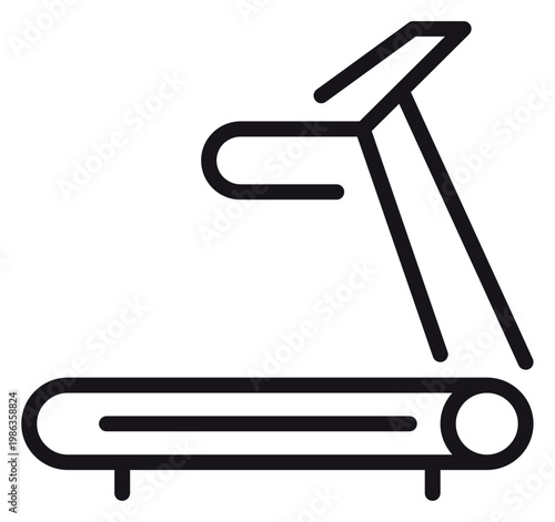 Quadro su tela Minimalist black line vector icon of a treadmill for fitness and cardio workouts, isolated on a white background