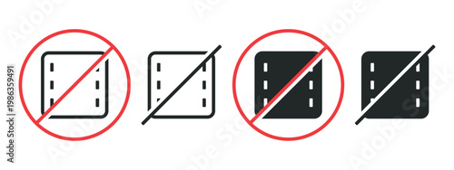 Video Disabled Icon with Prohibited Sign. Movie Restriction. Vector Illustration