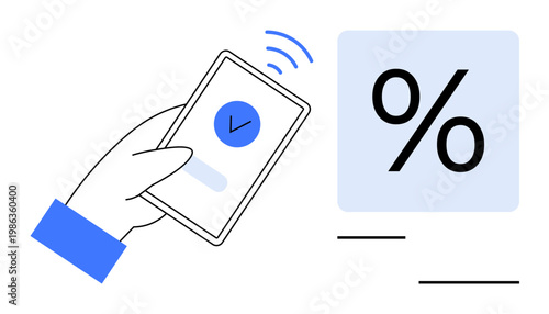 Mobile payments, financial transactions, online security, digital commerce, verification process, technology. A hand holds a phone with a checkmark. Mobile payments and financial transactions concept