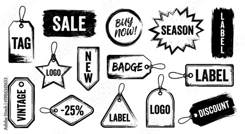 Sale tag set label badge discount and price sticker grunge