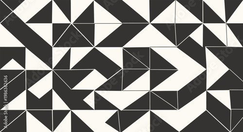 Geometric Abstract Pattern Black and White Triangles and Squares