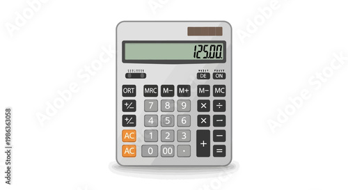 Simple Cartoon Style Electronic Calculator for Basic Arithmetic on Isolated White Background