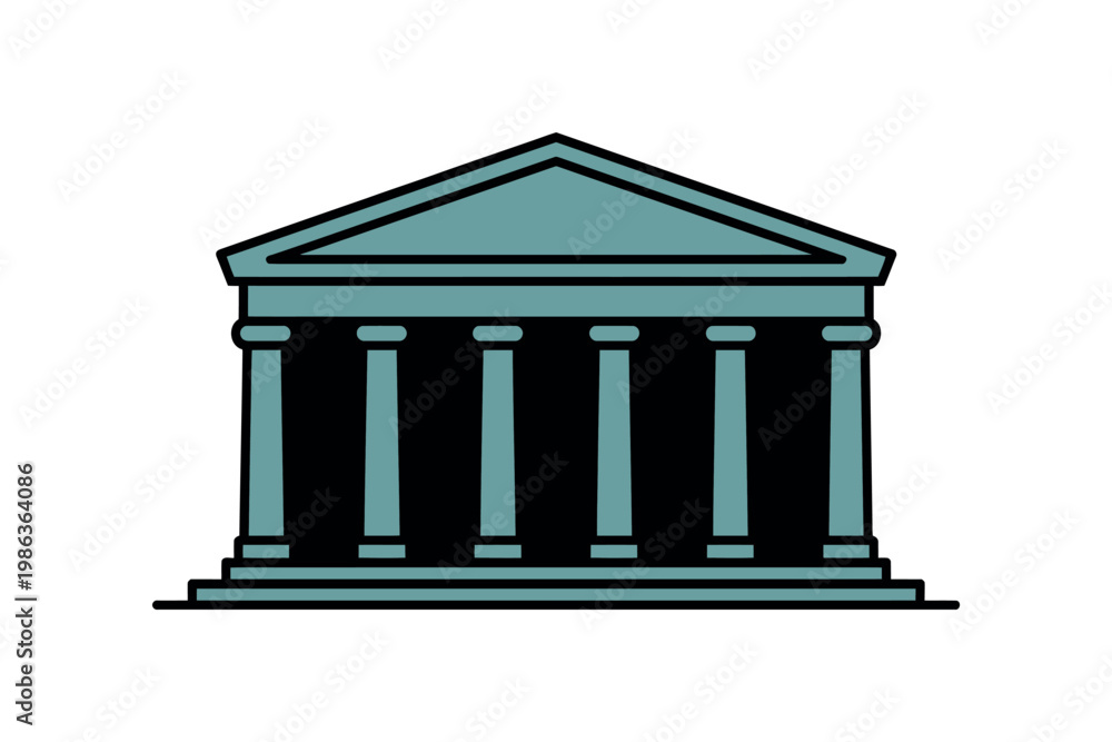 Fototapeta premium Classical building facade with Ionic columns and pediment.