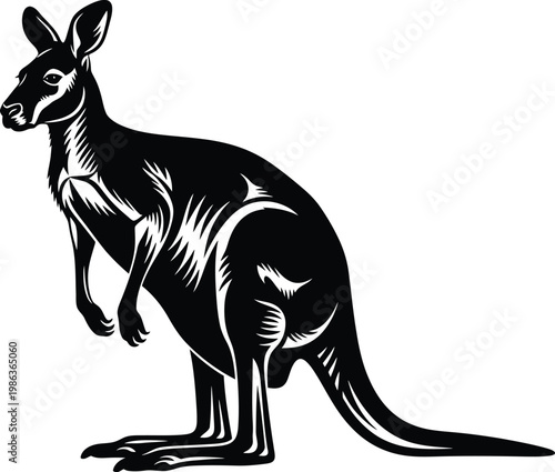 Kangaroo silhouette single icon of australian wildlife nature and outback symbolism