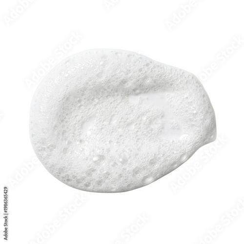 White soap foam smear top view isolated. Cleaning product lather mockup.