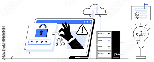 Cybersecurity concept. Cybersecurity involves safeguarding data and preventing theft through encryption and secure systems. Cybersecurity ensures safe online interactions, protecting networks