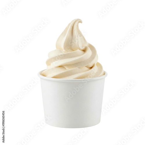 Fotografie Vanilla soft serve ice cream in white paper cup isolated