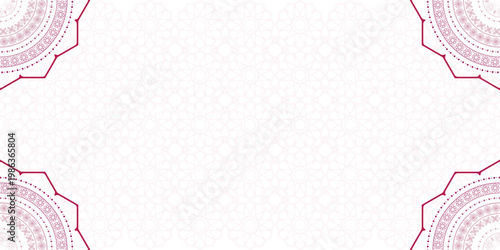 Modern Purple Mandala Frame Illustration for Islamic Holy Day Hajj and Eid al-Adha Celebration Backdrop with White Texture and Copy Space