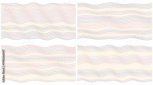 Editable Heat Wave Line Pattern Set, Abstract Flowing Stripe Background Collection in Red, Orange and Gold for Fire Energy, Gaming, Sports and Dramatic Design