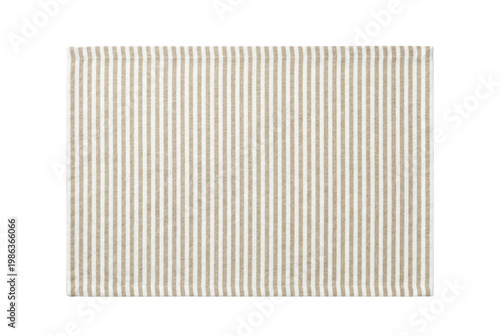 Obraz na plátne Tan and white striped linen placemat top view isolated