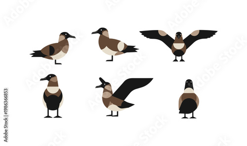 Geometric bird designs featuring stylized goose silhouettes in minimalist style