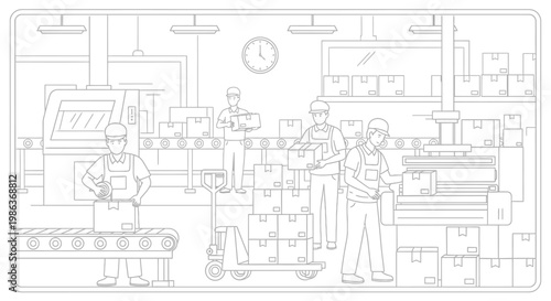 Workers in a factory production line.