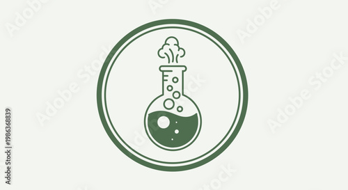 Green chemistry laboratory flask icon.