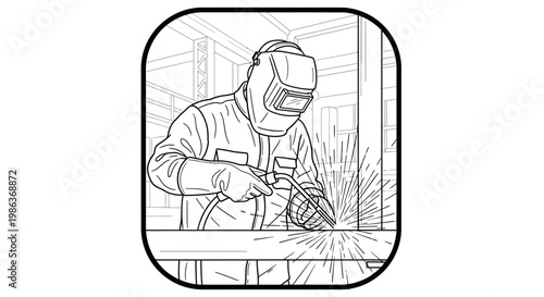 A welder working with protective gear.