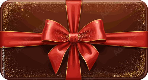 Chocolate gift box with red ribbon and bow for special occasion