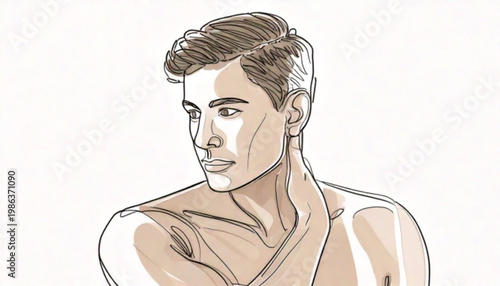 Stylized Portrait of a Young Man with Tousled Hair.