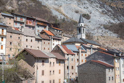 Obraz na płótnie Historic mountain village of Casso with the Church of Saints Gervasio and Protas