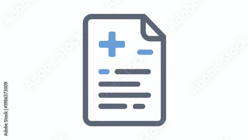 Medical document with a plus sign icon, representing health and healthcare services for patients and professionals