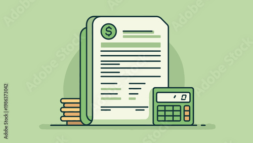 Financial document with calculator icon representing accounting and billing services