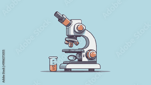 Microscope and Test Tube Illustration Representing Scientific Research and Discovery