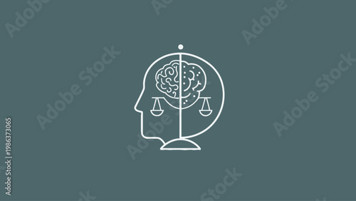 Conceptual illustration of the human mind, brain, and the balance of thought and emotion