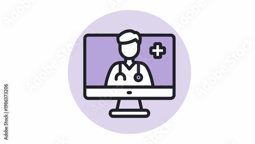 Online Doctor Consultation Icon representing Telemedicine and Remote Healthcare Services