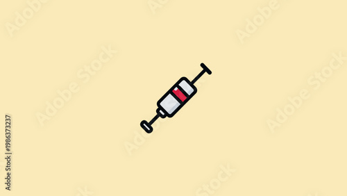 Whimsical Vector Syringe Icon for Medical, Healthcare, and Vaccination Concepts, Clean and Fun Graphic Design Element of an Injection Tool