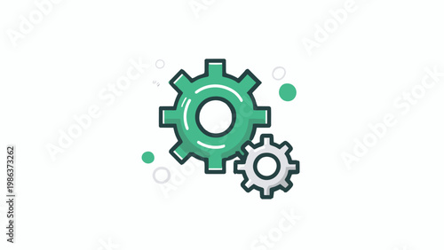 Vector illustration of two interlocked gears, symbolizing settings, configuration, and mechanical processes, ideal for technology and business applications