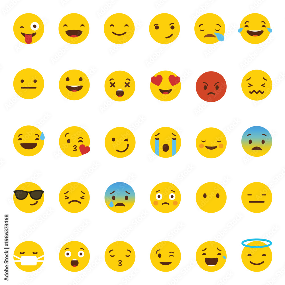 Obraz premium set of emoji, social media web icons