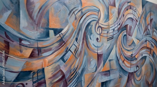 Abstract Music Wave Art with Colorful Melody Patterns and Shapes