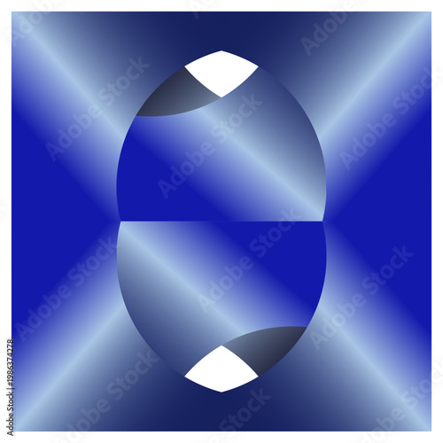 ´´Abstract geometric composition with oval shapes and blue gradients on yellow frame´´