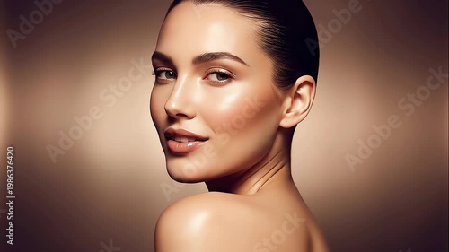 Elegant woman with shiny skin,hair