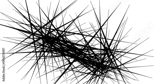 A complex network of intersecting black lines.