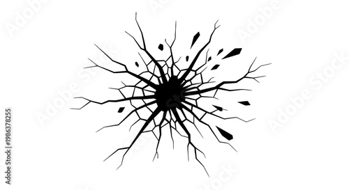 Black neuron cell illustration on white background.