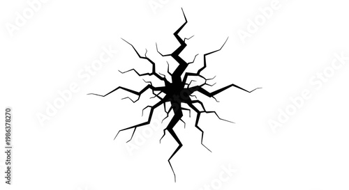 Black silhouette of cracked surface.