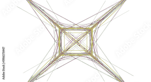 Geometric abstract art with intersecting lines.