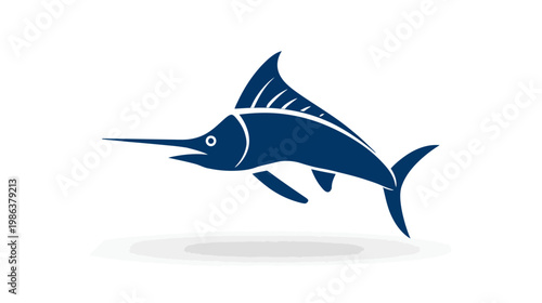 Dynamic stylized blue marlin fish vector illustration. Oceanic sport fishing icon or elegant marine animal design element.