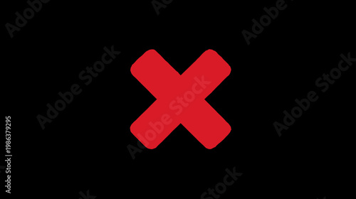 Bold red X mark on a black background symbolizing error, wrong, delete, close, rejection, choice, or cancellation