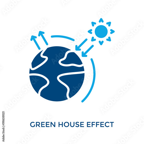 Green House Effect Icon Dual Tone Style. Vector Illustration For Graphic Design