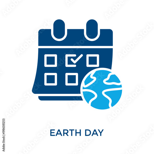 Earth Day Icon Dual Tone Style. Vector Illustration For Graphic Design