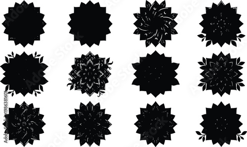 Luxury gold foil starburst seals and award badges vector set with metallic texture for premium product certification labels