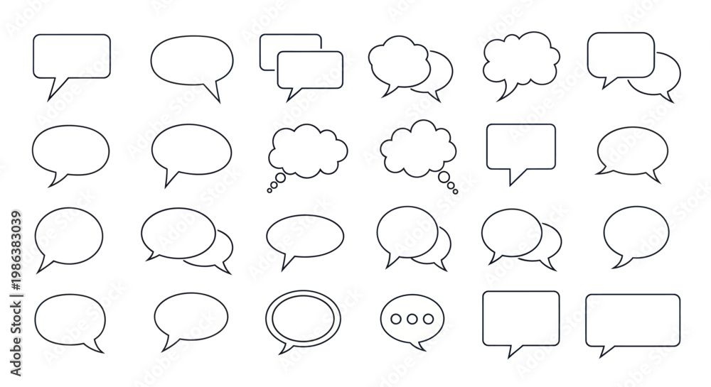 Obraz premium Collection of speech bubbles for communication and chat icons.