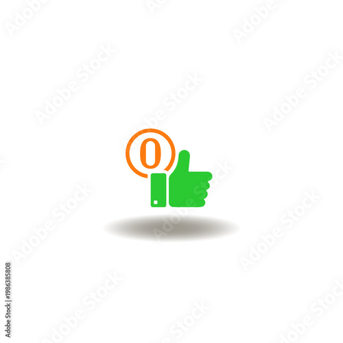 Vector illustration of thumb up and zero symbol. Icon of zero tolerance.