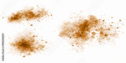 A macro closeup of a heap of brown ground coffee powder and sugar granules forming a textured pile of natural food ingredients isolated on a white background with nobody