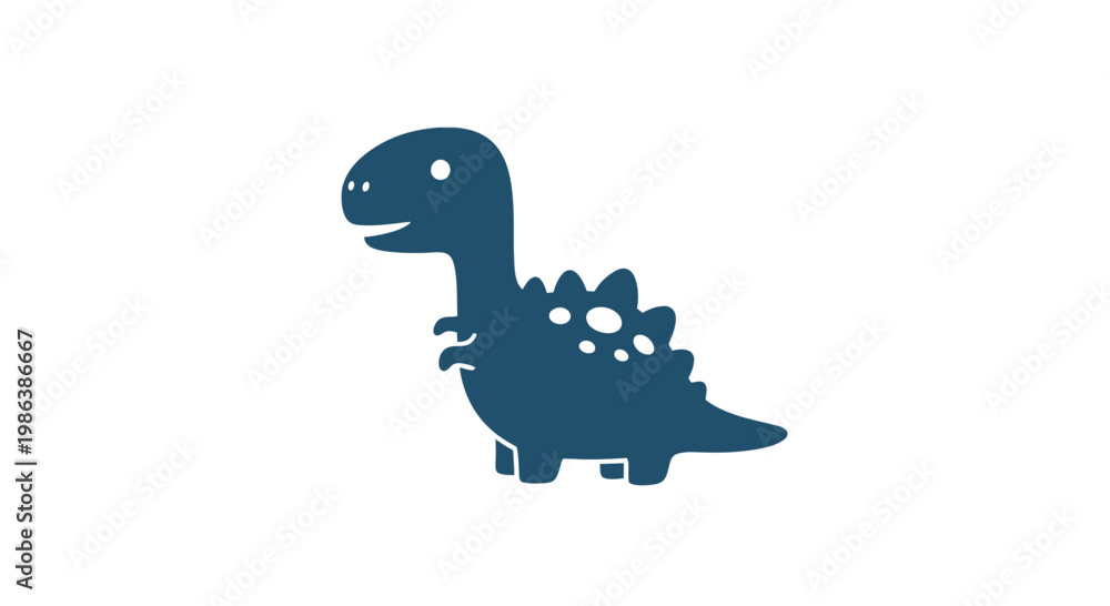 Fototapeta premium Blue Cartoon Dinosaur Silhouette Illustration Design.