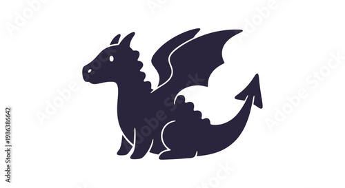 Dark Dragon Silhouette with Outstretched Wings.