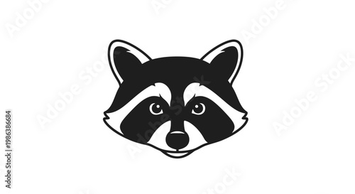 Raccoon Face Illustration Black and White.